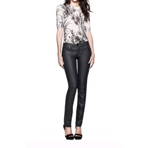 Tory Burch Ivy Super Skinny Jeans sz 30 Black Shiny Leather-look Stretch (32x32)